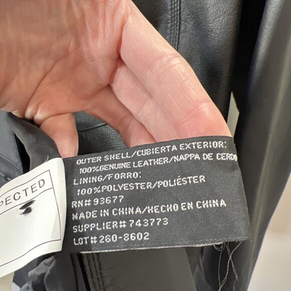 Worthington Womens Leather Jacket Se L Black Minimalist Capsule Wardrobe Classic - Picture 6 of 10